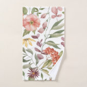 vibrant pink, orange and yellow flowers pattern  bad handdoek (Handdoek)