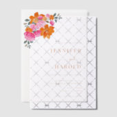 Vibrant Pink & Orange Floral Garden Wedding Vellum Uitnodigingen