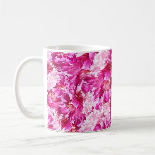 Vibrant Pink Peony Floral Classic Mug Koffiemok (Links)