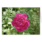 Vibrant Pink Peony Flower Anniversary Card (Voorkant Horizontaal)