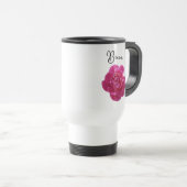 Vibrant Pink Peony Flower Personalized Reisbeker (Voorkant rechts)