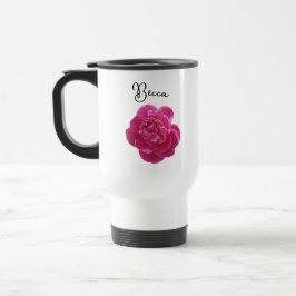 Vibrant Pink Peony Flower Personalized Reisbeker