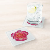 Vibrant Pink Rose Coaster Glazen Onderzetter (Schuin)