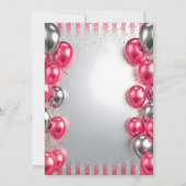 Vibrant Pink Silver Balloons Glitter 15th Birthday Kaart (Achterkant)