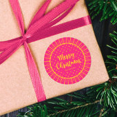 Vibrant Pink Starburst Script Vrolijk kerstfeest Ronde Sticker