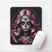 "Vibrant Pink Sugar Skull" Art Mouse Pad Muismat (Met muis)