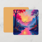 Vibrant Pink Sunset Dreamy Fantasy Landscape Kaart (Voorkant / Achterkant)