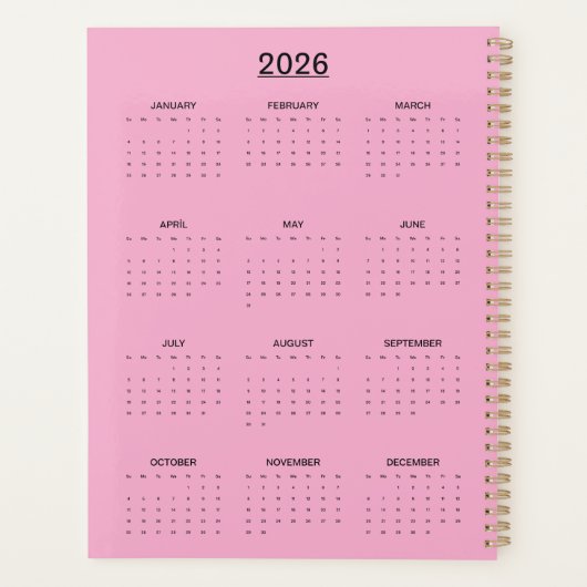 Vibrant Pink Tulips in Golden Vase Planner (Achterkant)