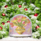 Vibrant Pink Tulips in Golden Vase Sneeuwbol (Kerstmis)