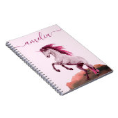 Vibrant Pink Unicorn Cloud Pretty Calligraphy Girl Notitieboek (Rechterzijde)