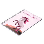 Vibrant Pink Unicorn Cloud Pretty Calligraphy Girl Notitieboek (Linkerzijde)