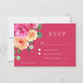 Vibrant Pink Watercolor Floral Wedding RSVP Kaartje (Voorkant)