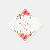 Vibrant Pink Watercolor Floral Wedding Servet (Hoek)