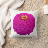 Vibrant Pink Zinnia Flower Throw PilloThrow Pillow Kussen (Deken)