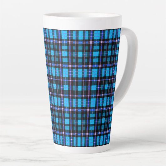 Vibrant Plaid Tartan Pattern Fabric Latte Mok (Rechterhoek)