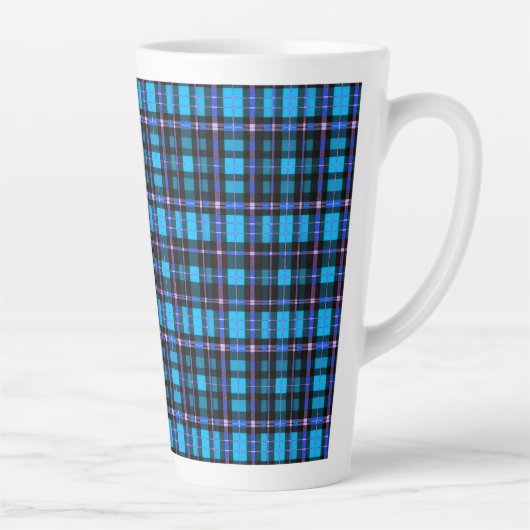 Vibrant Plaid Tartan Pattern Fabric Latte Mok (Rechts)