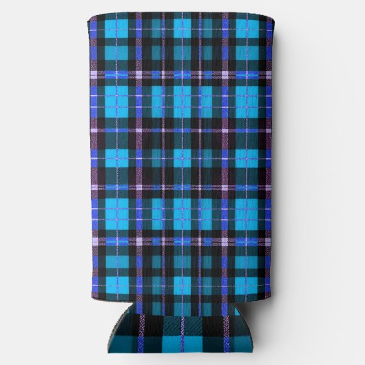 Vibrant Plaid Tartan Pattern Fabric Seltzer Blikjeskoeler (Achterkant)