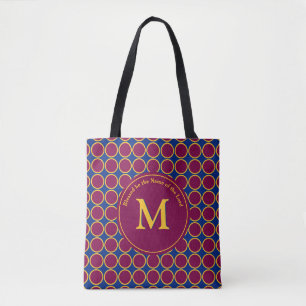 Vibrant POLKA DOT Maroon Blue Gepersonaliseerd Mon Tote Bag