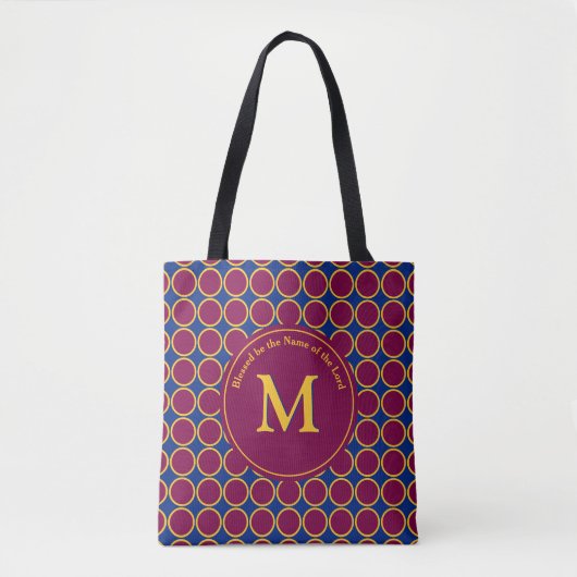 Vibrant POLKA DOT Maroon Blue Gepersonaliseerd Mon Tote Bag (Voorkant)