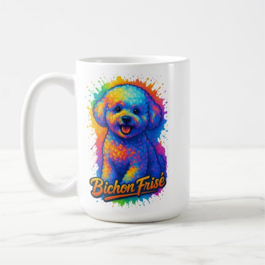 Vibrant Pop Art Bichon Frisé Koffiemok (Links)