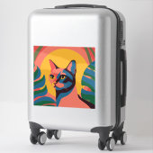 Vibrant Pop Art Cat Portrait Sticker (Koffer)