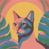 Vibrant Pop Art Cat Portrait Sticker (Voorkant)