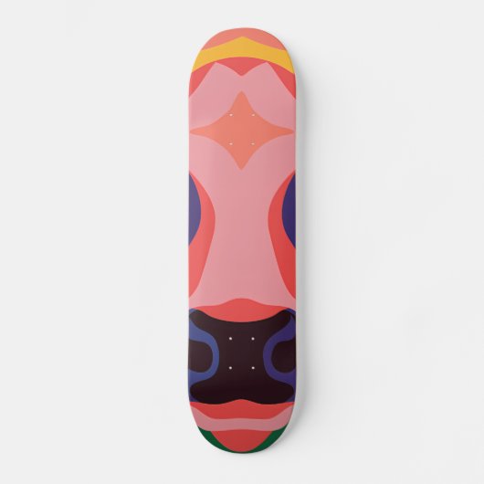 Vibrant Pop Art Cow Face Portrait Persoonlijk Skateboard (Voorkant)