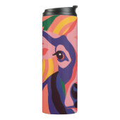 Vibrant Pop Art Cow Face Portrait Thermosbeker (Gedraaid links)