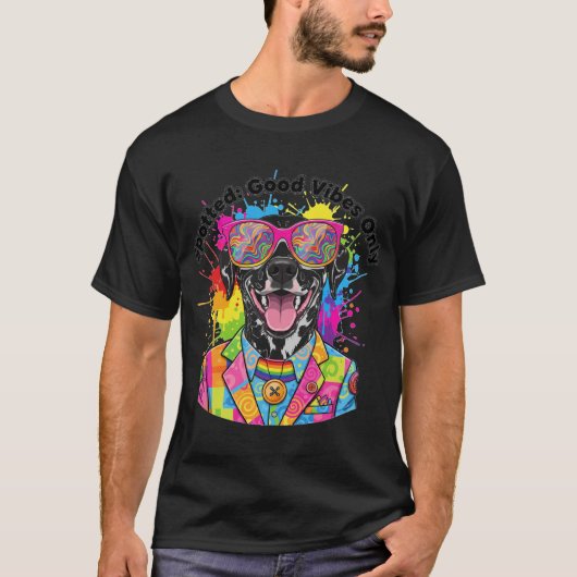 **Vibrant Pop-Art Dalmatian Dog with Rainbow Sungl T-shirt (Voorkant)