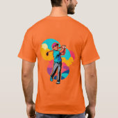 Vibrant Pop-Art Golfer Swinging a Driver on Green T-shirt (Achterkant)