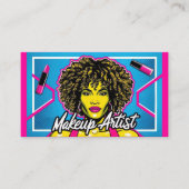 Vibrant Pop Art Neon Pink Blue Makeup Artist Visitekaartje (Voorkant)