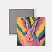 Vibrant Pop Art Rabbit Portrait Illustration Magneet (Voorkant / Achterkant)