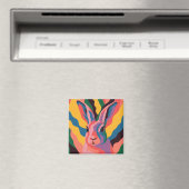 Vibrant Pop Art Rabbit Portrait Illustration Magneet (Insitu (Vaatwasser))