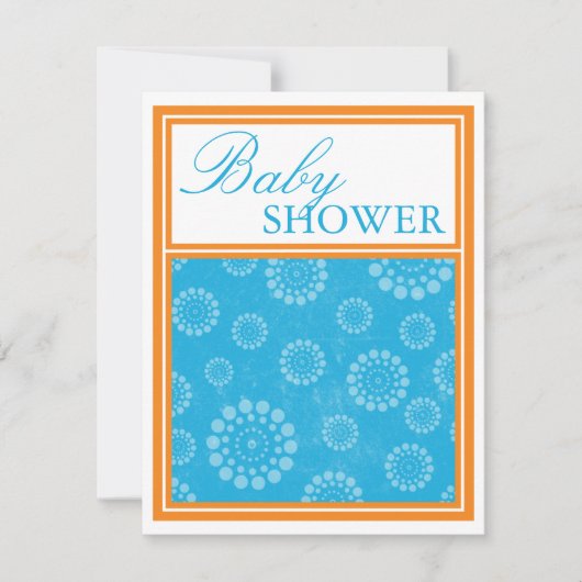 Vibrant Pop Blue Oranje Baby Shower Invitaties Kaart (Voorkant)