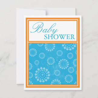 Vibrant Pop Blue Oranje Baby Shower Invitaties Kaart