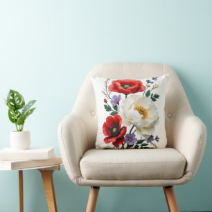Vibrant Poppy Bouquet Art Kussen