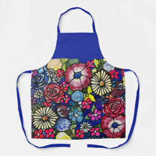 Vibrant Poppy Daisy Floral Art Schort
