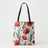 Vibrant Poppy Field | Bold Floral Tote Bag (Voorkant)