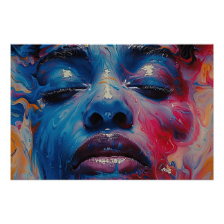 Vibrant portrait of woman with colorful carnival h perfect poster