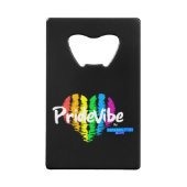 Vibrant PrideVibe: Open met Regenbooghart Creditkaart Flessenopener (Voorkant)
