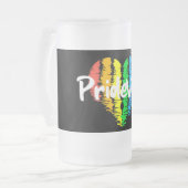 Vibrant PrideVibe: Proost met Regenbooghart Matglas Bierpul (Voorkant links)
