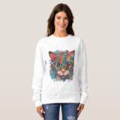 Vibrant Psychedelic Abstract Cat Art Sweatshirt (Voorkant volledig)