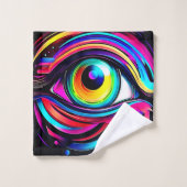 Vibrant Psychedelic Eye Art Bad Handdoek (Wasdoekje)