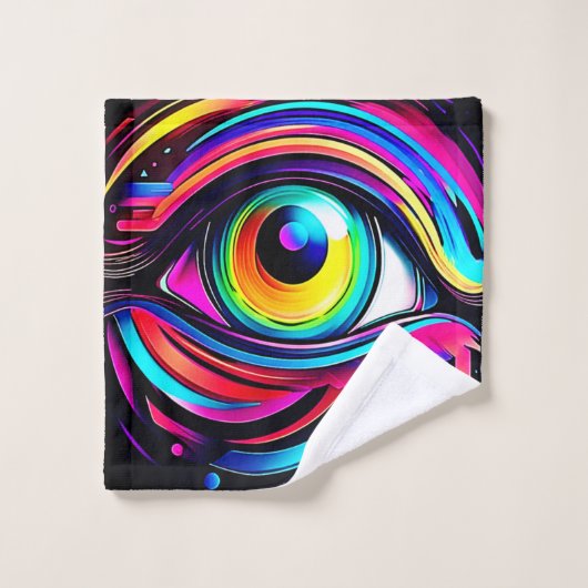 Vibrant Psychedelic Eye Art Bad Handdoek (Wasdoekje)