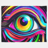 Vibrant Psychedelic Eye Art Fleece Deken (Voorkant (Horizontaal))