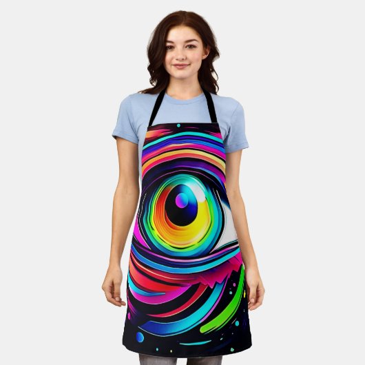 Vibrant Psychedelic Eye Art Schort (Gedragen)