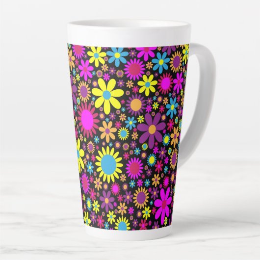 Vibrant Psychedelic Flowers in Bloom-67566 Latte Mok (Rechterhoek)