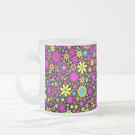 Vibrant Psychedelic Flowers in Bloom-67566 Matglas Koffiemok (Links)