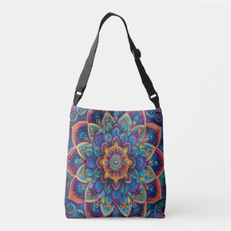 Vibrant Psychedelic Mandala  Crossbody Tas