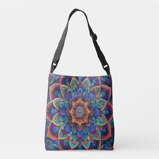 Vibrant Psychedelic Mandala  Crossbody Tas (Achterkant)